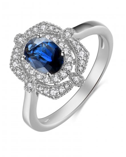 OVAL SAPPHIRE DIAMOND RING (TR3937)